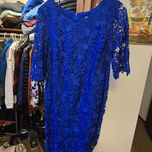 R&K Royal Blue Lace Long Sleeve Dress